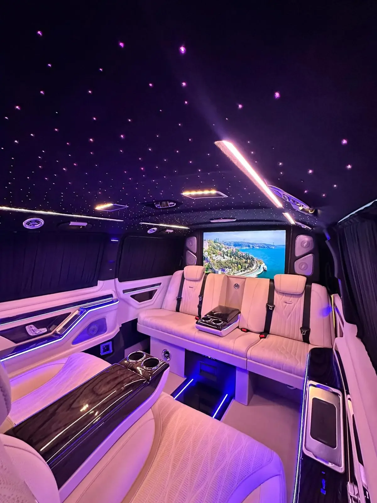 Mercedes-Benz V-Class mobile office with conference seating and starry ceiling Turkey