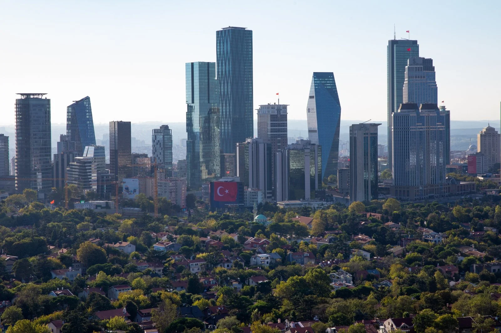 Istanbul Levent business district modern skyline with corporate headquarters towers, financial centers, and executive transportation routes for roadshow meetings in Turkey's commercial capital